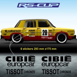 6 Cibié Europcar Tissot  vintage sticker decal RENAULT GORDINI