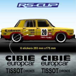 6 sticker Cibié Europcar Tissot Vintage RENAULT GORDINI pour R8 R12 et ALPINE