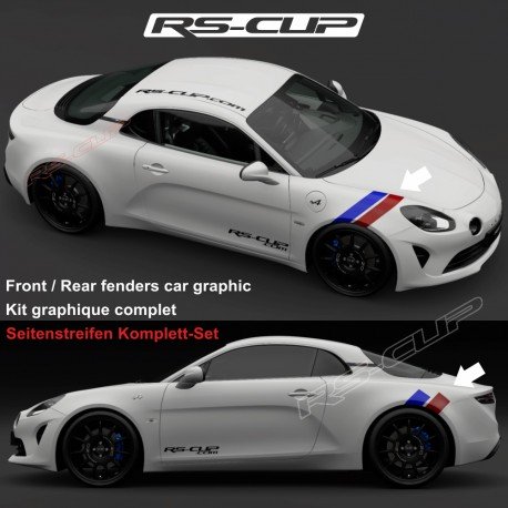 Kit double bande autocollante BLEU ROUGE pour ALPINE A110 A110S PURE LEGEND