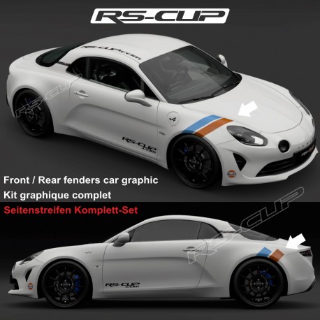 Kit double bande autocollante GULF STYLE pour ALPINE A110 A110S PURE LEGEND