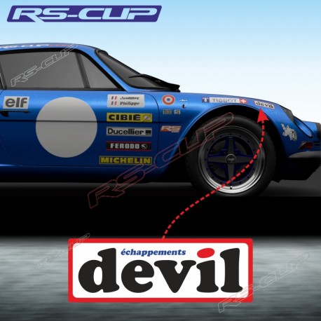 Lot de 2 stickers DEVIL 16 cm pour ALPINE RENAULT et Renault Gordini