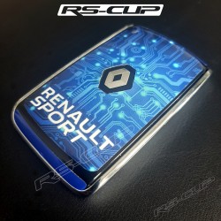Aufkleber für 4 Tasten Schlüssel RENAULT SPORT CARBON look und logo RS-CUP grau