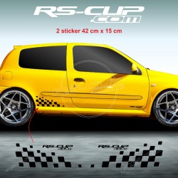 RACING FLAG Seitenstreifen Aufkleber für RENAULT CLIO 2 RS