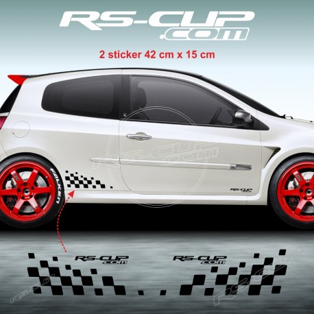 RACING FLAG Seitenstreifen Aufkleber für RENAULT CLIO 2 RS