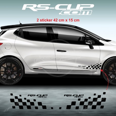 RACING FLAG Seitenstreifen Aufkleber für RENAULT CLIO 2 RS