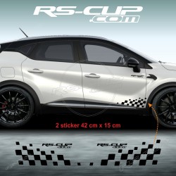 RACING FLAG Seitenstreifen Aufkleber für RENAULT CAPTUR