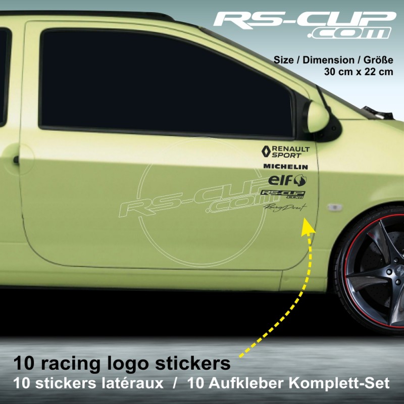 8-Piece Renault RS Sticker Set – 20cm, 10cm, 5cm – Clio Megane Twingo Cup 16S