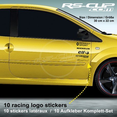 TWINGO Sticker pack 10 logo racing pour RENAULT SPORT MICHELIN RS-CUP ELF RACING DIRECT