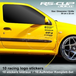 TWINGO Sticker pack 10 logo racing pour RENAULT SPORT MICHELIN RS-CUP ELF RACING DIRECT