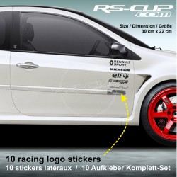 TWINGO Sticker racing pack 10 logo RENAULT SPORT MICHELIN RS-CUP ELF RACING DIRECT