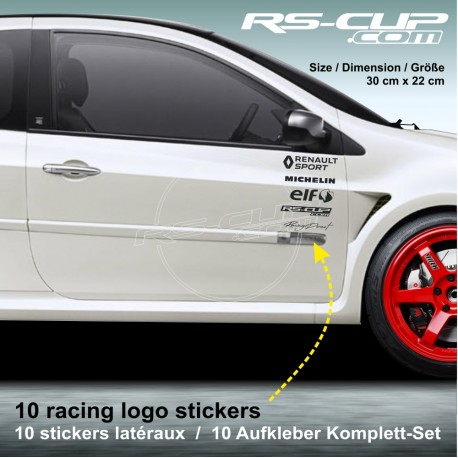TWINGO Sticker racing pack 10 logo RENAULT SPORT MICHELIN RS-CUP ELF RACING DIRECT