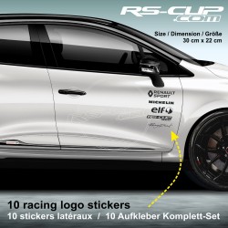 TWINGO Sticker pack 10 logo racing pour RENAULT SPORT MICHELIN RS-CUP ELF RACING DIRECT