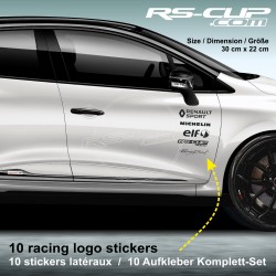 TWINGO Sticker racing pack 10 logo RENAULT SPORT MICHELIN RS-CUP ELF RACING DIRECT