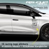 CLIO 4 RS Sticker racing pack 10 logo RENAULT SPORT MICHELIN RS-CUP ELF RACING DIRECT