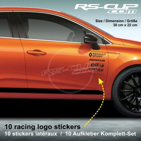 TWINGO Sticker pack 10 logo racing pour RENAULT SPORT MICHELIN RS-CUP ELF RACING DIRECT