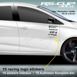 TWINGO Aufkleber racing pack 10 logo RENAULT SPORT MICHELIN RS-CUP ELF RACING DIRECT