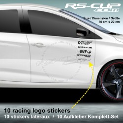 TWINGO Sticker pack 10 logo racing pour RENAULT SPORT MICHELIN RS-CUP ELF RACING DIRECT