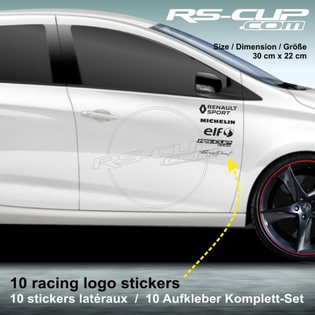 TWINGO Sticker racing pack 10 logo RENAULT SPORT MICHELIN RS-CUP ELF RACING DIRECT