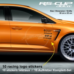 TWINGO Aufkleber racing pack 10 logo RENAULT SPORT MICHELIN RS-CUP ELF RACING DIRECT