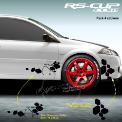 Kit 4 stickers RS DESIGN pour Renault MEGANE 2 RS