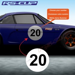 2 race number plate round decal TYPE 2 with CLASSIC NUMBER for ALPINE RENAULT