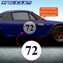 Plaque numéro de course ronde TYPE 2 avec numéro VINTAGE pour ALPINE RENAULT et Renault Gordini