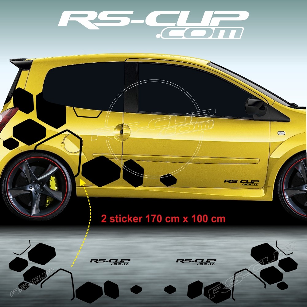 Große Rauten Seitenstreifen Aufkleber für RENAULT CLIO 3 RS
