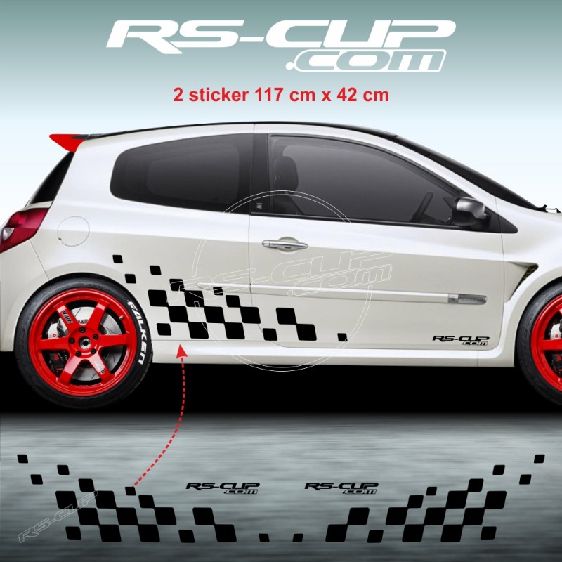 Große rennen flag Seitenstreifen Aufkleber für RENAULT CLIO 3 RS