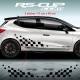 Large chequered flag decals for Renault CLIO 4 RS