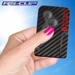 Aufkleber für 3 Tasten Schlüssel RENAULT SPORT rot-logo und Carbon-Look