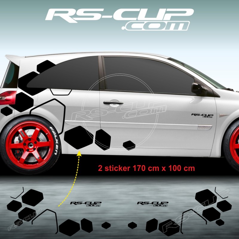 Große Rauten Seitenstreifen Aufkleber für Renault MEGANE 2 RS