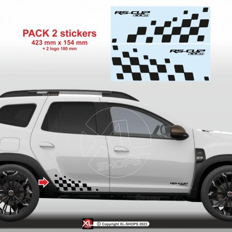 2 DUSTER Racing chequered flag sticker decal 42 cm