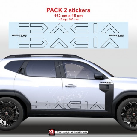 2 DACIA-Logo OUTLINE 2024 Seitenstreifen Aufbleber für Duster III