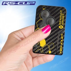 Sticker Clé 3 boutons RENAULT SPORT look carbone et losanges jaune
