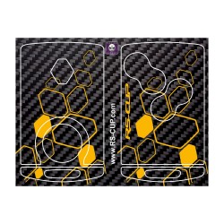 Sticker for 4 buttons Key RENAULT SPORT CARBON look and yellow stripes