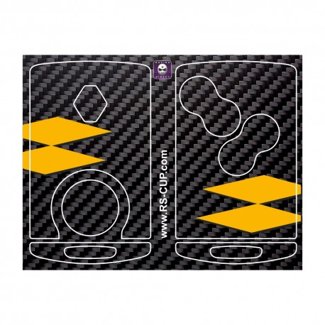 Aufkleber für 4 Tasten Schlüssel RENAULT SPORT CARBON look und Gelb Streifen