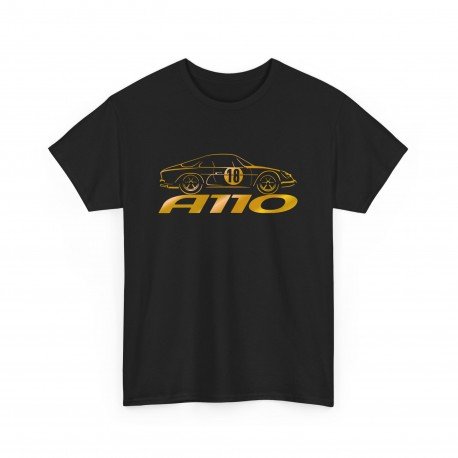 A110 silhouette Alpine Renault Men Tshirt Black and golden