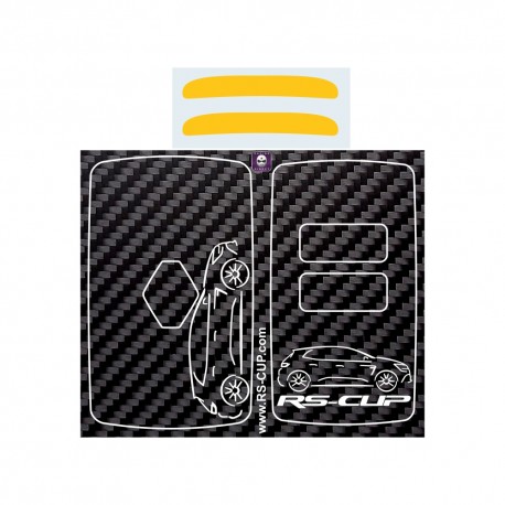 Aufkleber für 4 Tasten Schlüssel RENAULT SPORT CARBON look und logo RS-CUP grau