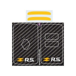 Aufkleber für 4 Tasten Schlüssel RENAULT SPORT CARBON look und logo RS-CUP grau