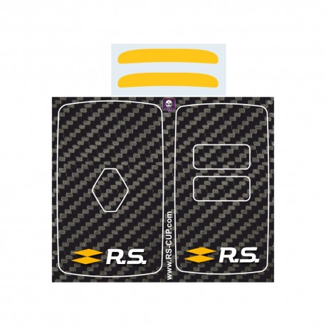 Aufkleber für 4 Tasten Schlüssel RENAULT SPORT CARBON look und logo RS-CUP grau