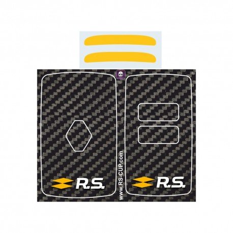 Sticker Clé 4 boutons RENAULT SPORT CARBONE et LOGO RS-CUP GRIS