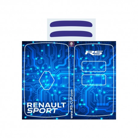 Sticker Clé 4 boutons RENAULT SPORT CARBONE et LOGO RS-CUP GRIS