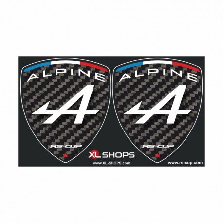 2 Carbon-look Aufkleber mit Alpine logo