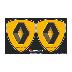 2 Aufkleber RENAULT SPORT Gelb-RS und Schwarz-logo