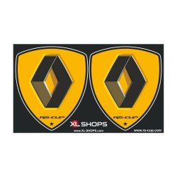 Sticker RENAULT SPORT fond jaune RS et logo noir