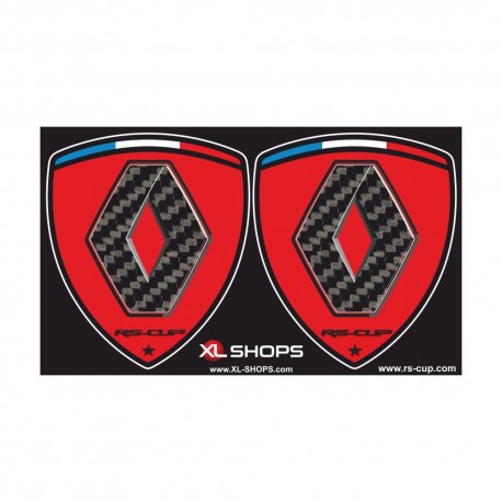 2 sticker decals RENAULT SPORT carbon look red and black