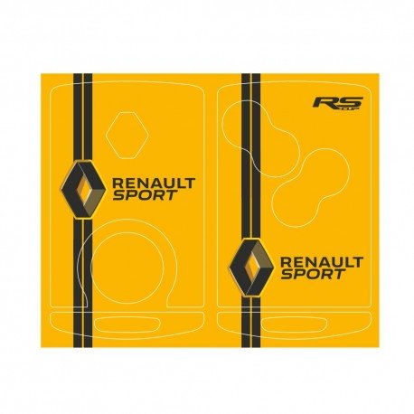 Aufkleber für 4 Tasten Schlüssel RENAULT SPORT Gelb-Look und schwarz streifen
