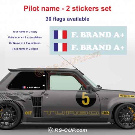 Autocollant nom pilote ou copilote en 2 exemplaires - Type 1