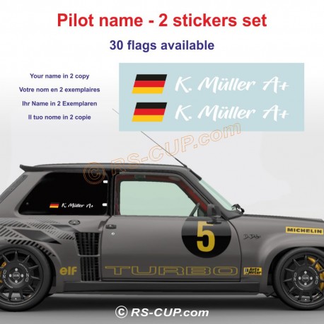 Aufkleber Fahrername oder Beifahrername in 2 Exemplaren - Typ 6