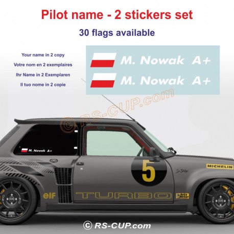 Aufkleber Fahrername oder Beifahrername in 2 Exemplaren - Typ 5